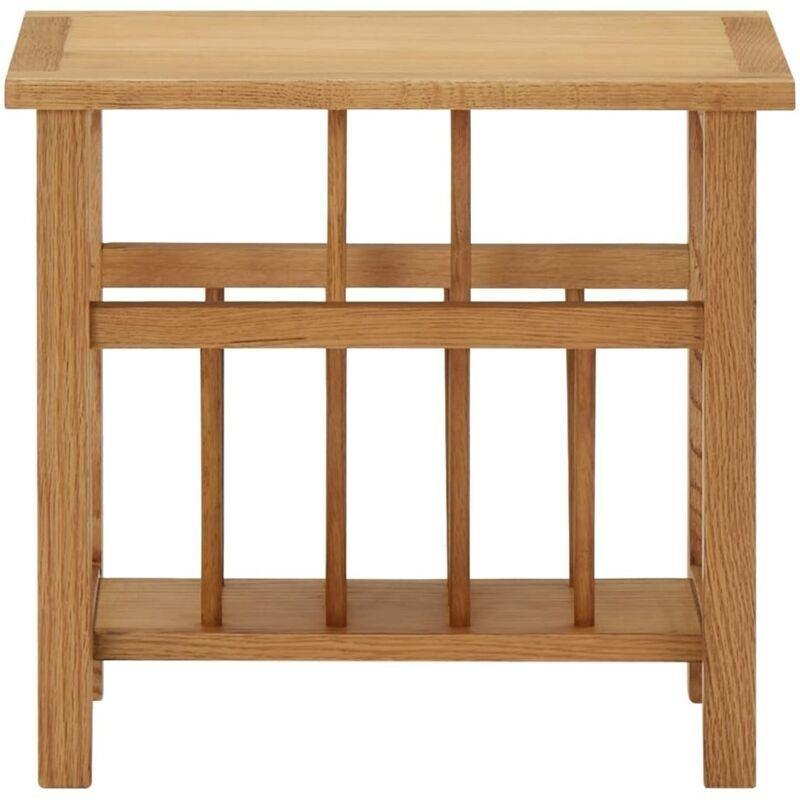 Kahverengi Masif Meşe Ahşap Raflı Bohem Yan Sehpa-45x27x42 cm - 111143