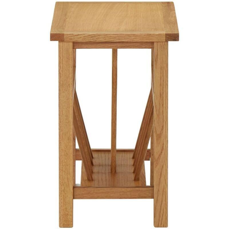 Kahverengi Masif Meşe Ahşap Raflı Bohem Yan Sehpa-45x27x42 cm - 111143