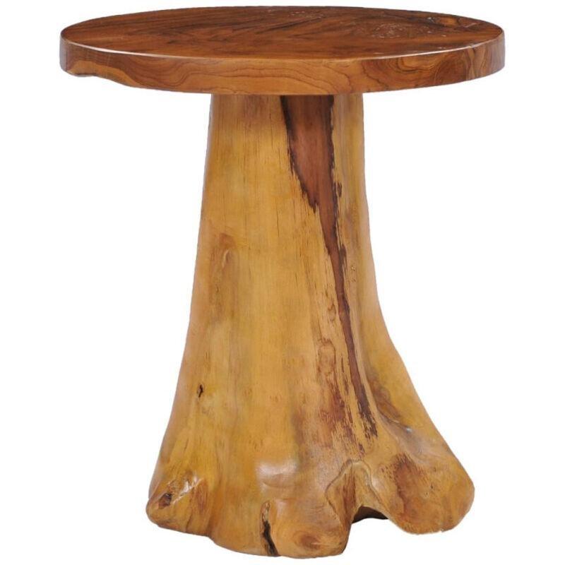 Kahverengi Masif Tik Kök Ayaklı Bohem Yan Sehpa-40x40 cm - 111107