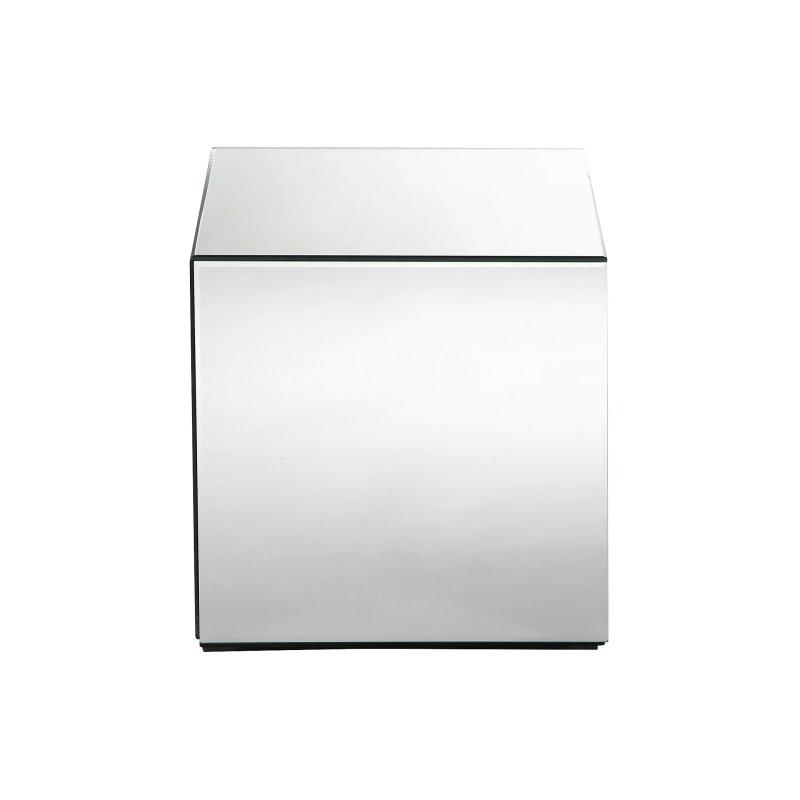 Kahverengi MDF Aynalı Tasarım Yan Sehpa-35x35x35 cm - 110246