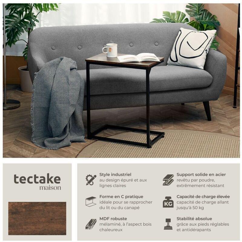 Kahverengi MDF C Şekilli Metal Yan Sehpa-56x35x67 cm - 110986