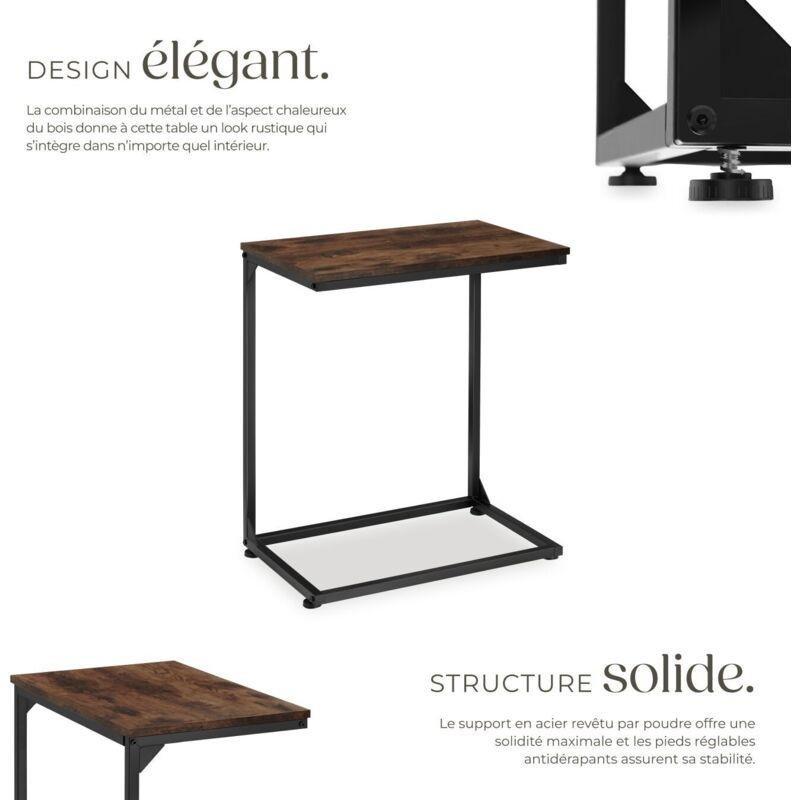 Kahverengi MDF C Şekilli Metal Yan Sehpa-56x35x67 cm - 110986