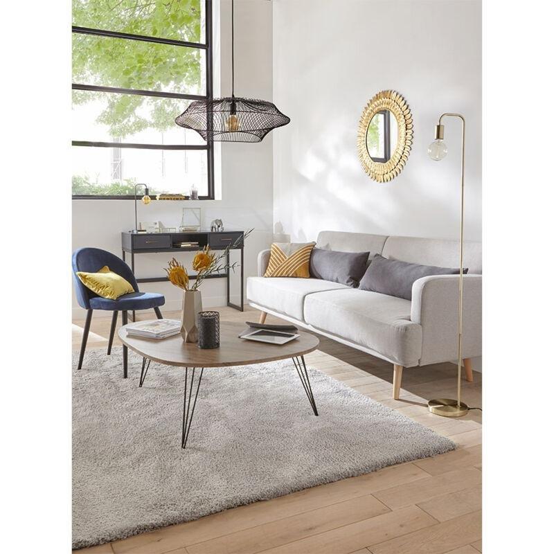 Kahverengi MDF PVC Minimalist Metal Yan Sehpa-69x54x60 cm - 110961