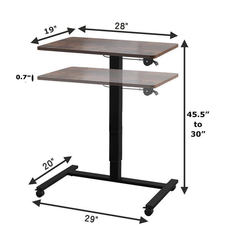 Kahverengi MDF Tekerlekli Yükseklik Ayarlı Laptop Sehpası-72x49x72 cm - 113328