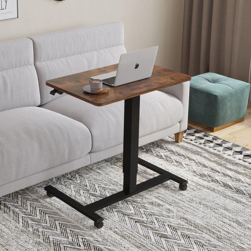 Kahverengi MDF Tekerlekli Yükseklik Ayarlı Laptop Sehpası-72x49x72 cm - 113328