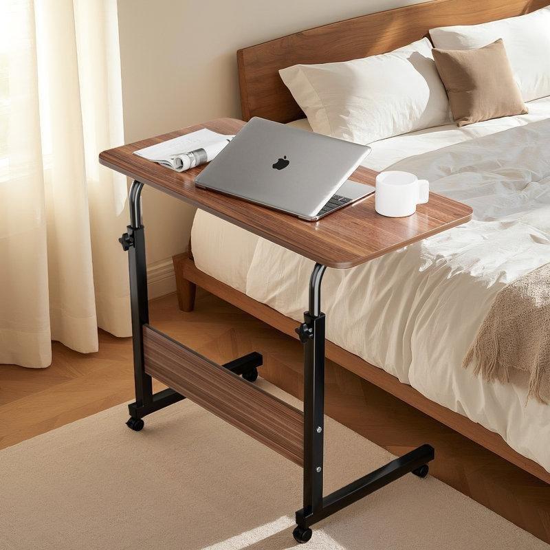 Kahverengi MDF Yükseklik Ayarlı Tekerlekli Laptop Sehpası-80x41x90 cm - 113292