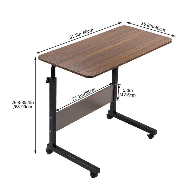Kahverengi MDF Yükseklik Ayarlı Tekerlekli Laptop Sehpası-80x41x90 cm - 113292