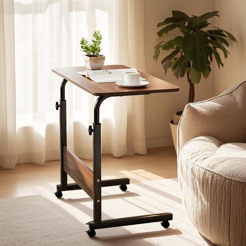 Kahverengi MDF Yükseklik Ayarlı Tekerlekli Laptop Sehpası-80x41x90 cm - 113292