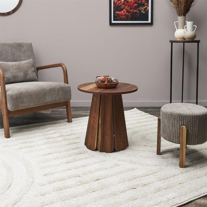 Kahverengi MDF Yuvarlak İskandinav Yan Sehpa-45x45x45 cm - 112406