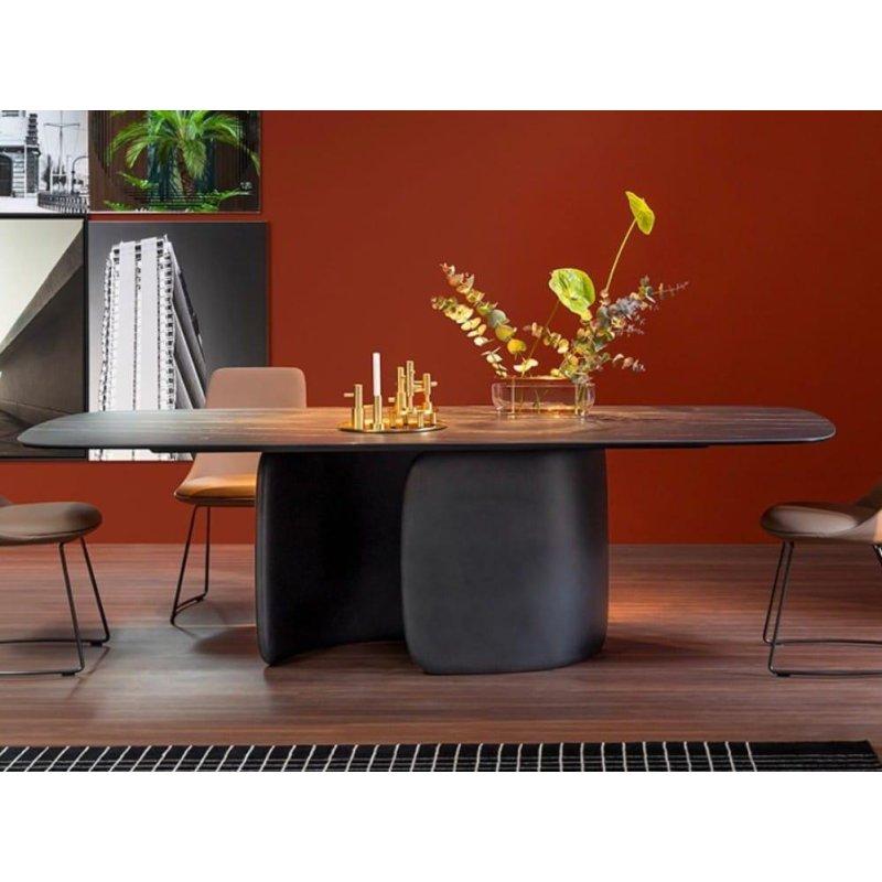 Kahverengi Mermer Masa 240x120 cm Siyah Ayaklı - 91867