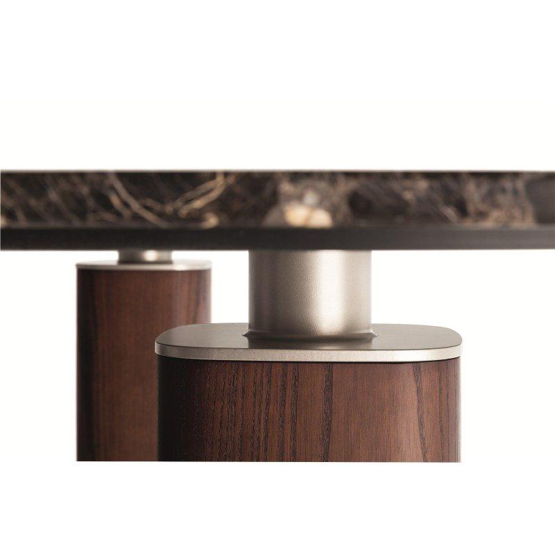 Kahverengi Mermer Masa 300x160 cm Ahşap Ayaklı - 92050