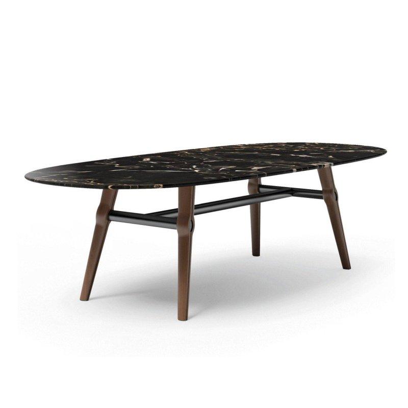 Kahverengi Mermer Oval Masa 220x121 cm - 91819