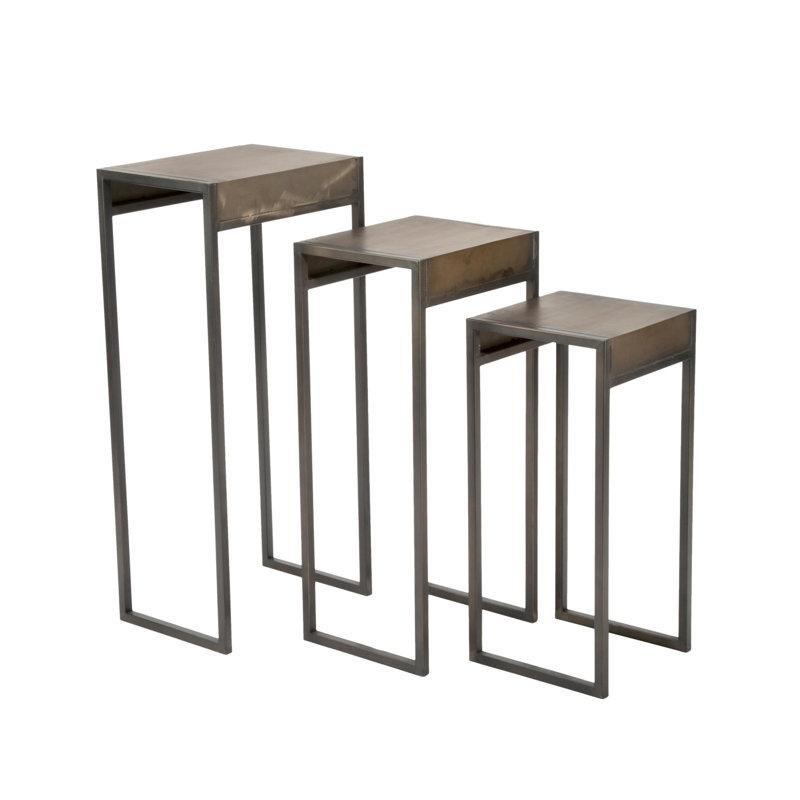 Kahverengi Metal Ferforje Zigon Sehpa 75x35x25 cm - 108226