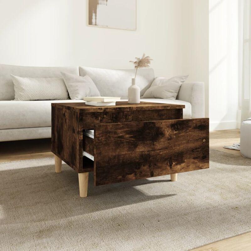 Kahverengi Mühendislik Ahşabı Çekmeceli İskandinav Yan Sehpa-50x46x35 cm - 112578