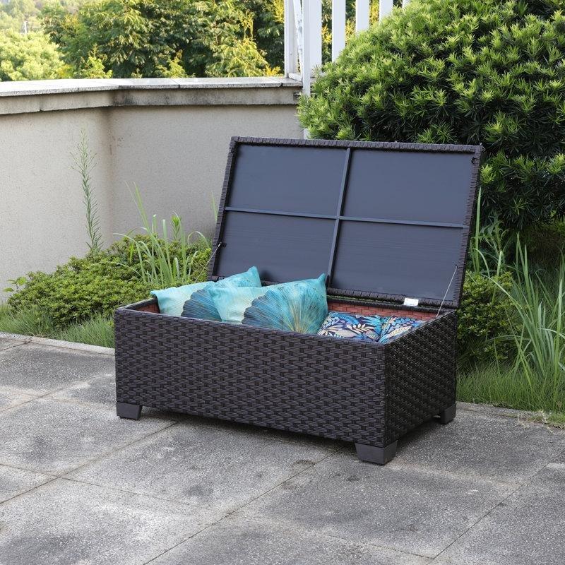 Kahverengi Plastik Hasır Depolamalı Orta Sehpa 100x55x40 cm - 105799