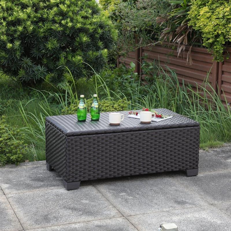 Kahverengi Plastik Hasır Depolamalı Orta Sehpa 100x55x40 cm - 105799