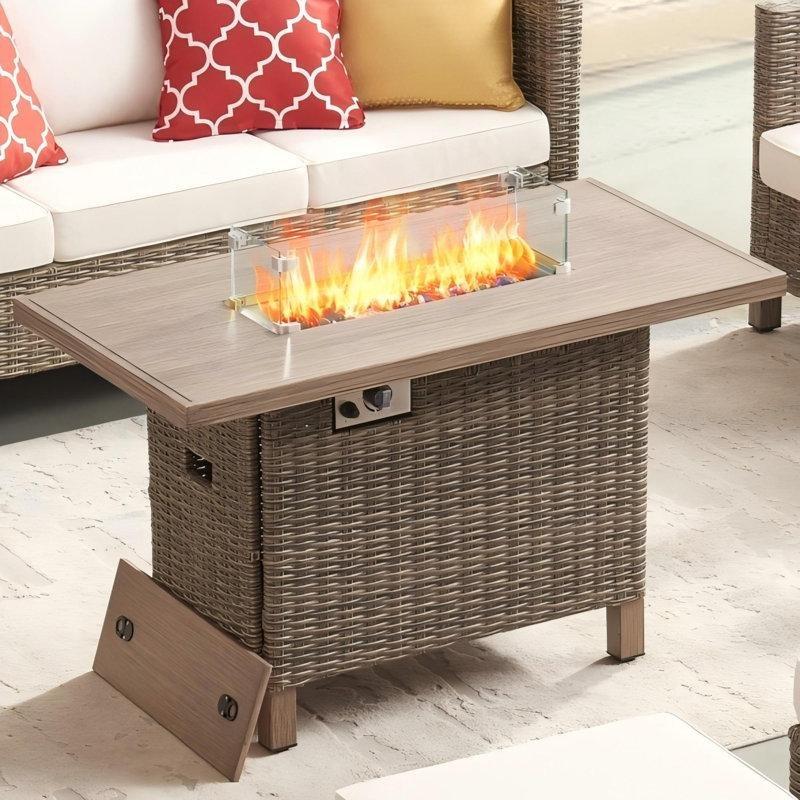 Kahverengi Propan Gazlı Şömineli Orta Sehpa 115x65x75 cm - 105715