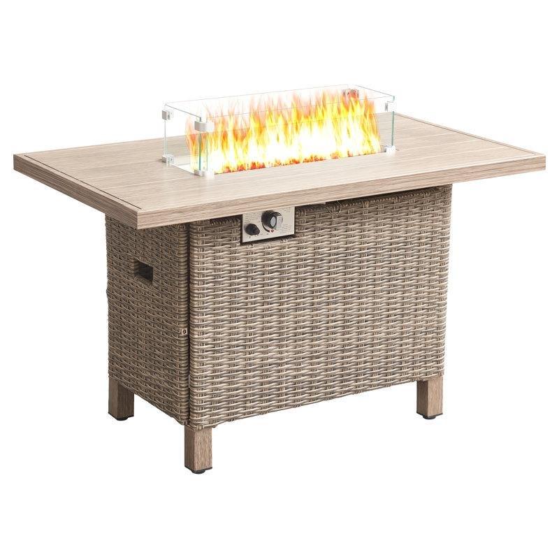 Kahverengi Propan Gazlı Şömineli Orta Sehpa 115x65x75 cm - 105715