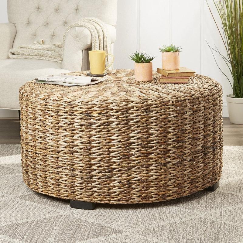 Kahverengi Rattan Orta Sehpa 87 cm Yuvarlak - 105442