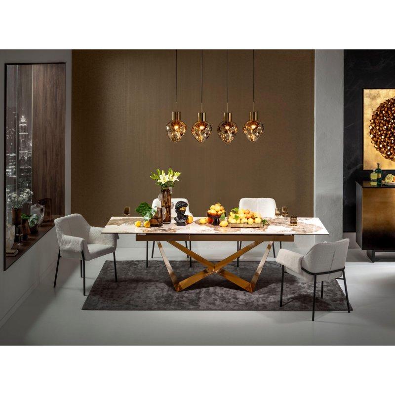 Kahverengi Seramik Üstlü Genişletilebilir Yemek Masası 200x100 cm - 89125