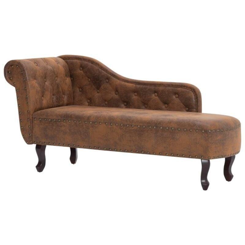 Kahverengi Simili Deri Süet Dinlenme Koltuğu 162 x 56 x 77 cm - 109227