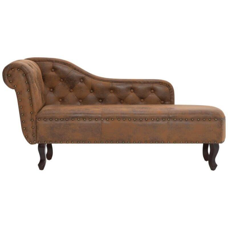 Kahverengi Simili Deri Süet Dinlenme Koltuğu 162 x 56 x 77 cm - 109227