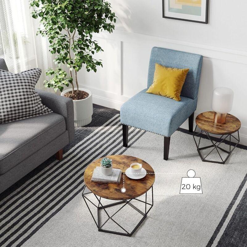 Kahverengi Siyah Metal Ayaklı İkili Zigon Sehpa 50x40 cm - 108102