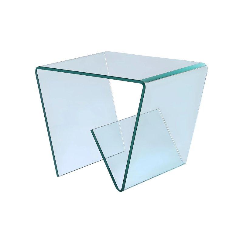 Kahverengi Temperli Cam Kavisli Tasarım Yan Sehpa-55x45x45 cm - 110162