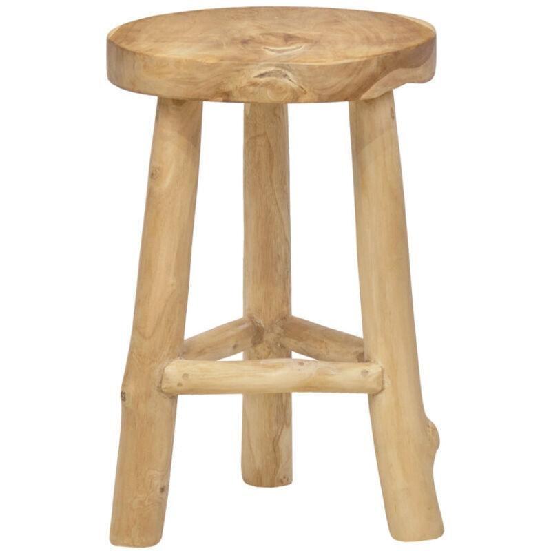 Kahverengi Tik Ahşap Çok Amaçlı Bohem Yan Sehpa-30x45x30 cm - 111132