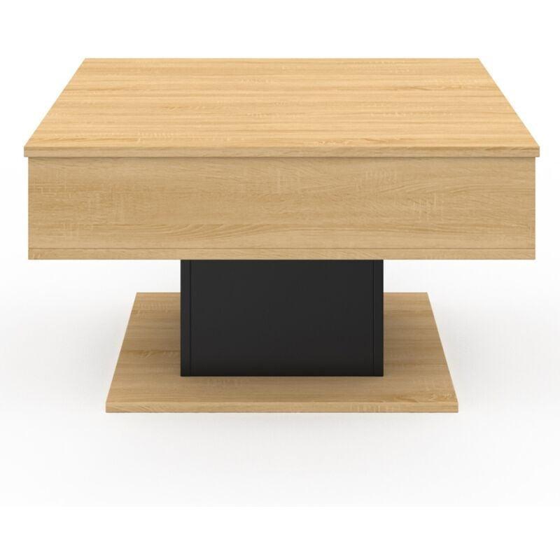 Kare Açılır Akıllı Sehpa Endüstriyel Ahşap ve Siyah 70x70 cm - 101608