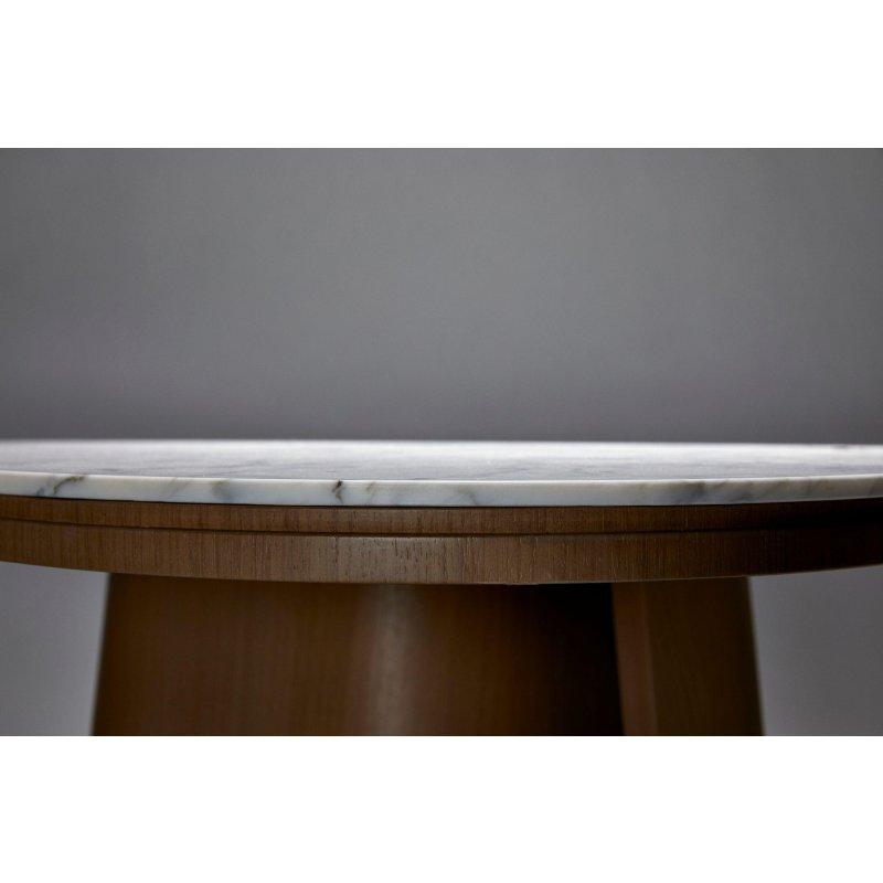 Kare Emperador Mermer Masa Ceviz Ayaklı 140-180 cm - 91624