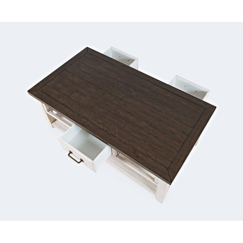Karley Masif Ahşap ve Endüstriyel Ahşap Country Orta Sehpa 122x48x49 cm Kahverengi - 104962