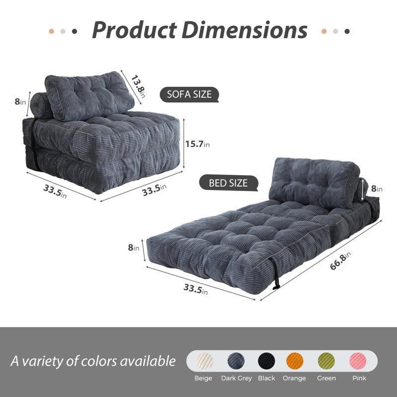 Katlanabilir Köpük Dolgulu Kadife Dokulu Çocuk Dinlenme Koltuğu-40 x 86 x 86 cm - 109664