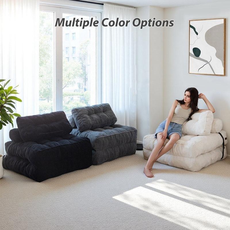 Katlanabilir Köpük Dolgulu Kadife Dokulu Çocuk Dinlenme Koltuğu-40 x 86 x 86 cm - 109664