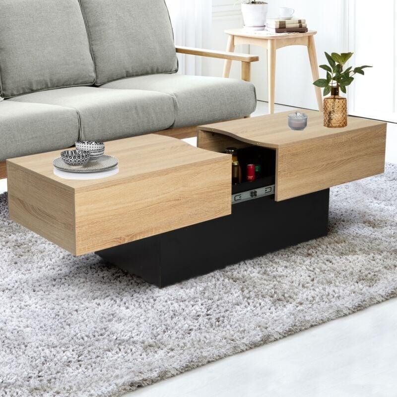 Kaydırmalı Ahşap Orta Sehpa 120-171 cm Doğal Ahşap Siyah - 103606