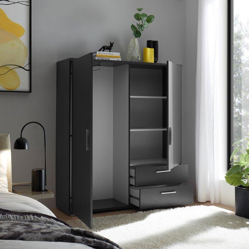 Kaymito Endüstriyel Ahşap Gardrop 120x140x38 cm Antrasit - 90892