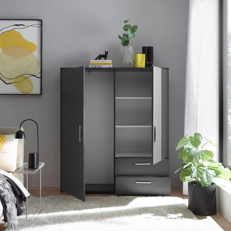 Kaymito Endüstriyel Ahşap Gardrop 120x140x38 cm Antrasit - 90892
