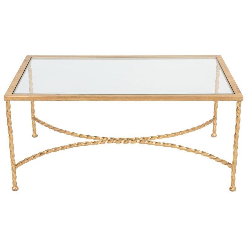 Keely Metal Gold Orta Sehpa Cam Tablaklı 46x102x62 Cm - 105100