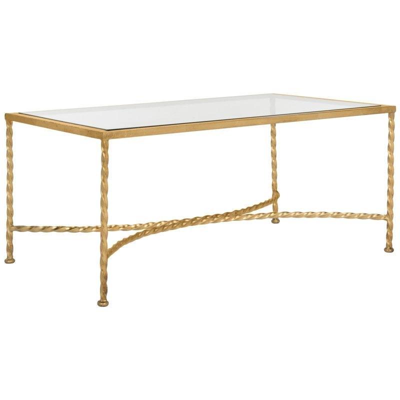 Keely Metal Gold Orta Sehpa Cam Tablaklı 46x102x62 Cm - 105100