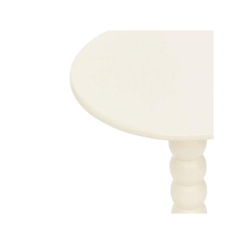 Kırık Beyaz Çam ve MDF Yuvarlak Tasarım Yan Sehpa-38x47x38 cm - 110291