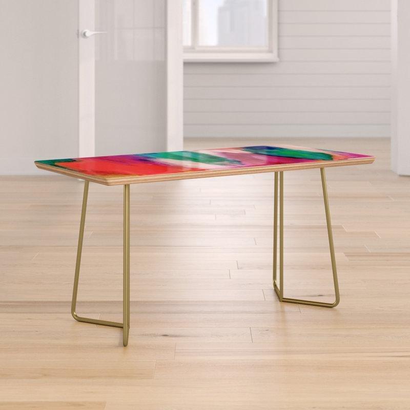 Kırmızı Yeşil Desenli Masif Ahşap Orta Sehpa 97x48 cm - 105499