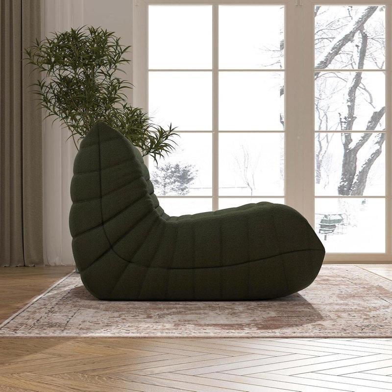 Kolsuz Yer Tipi Çocuk Dinlenme Koltuğu Yeşil Peluş Kumaşlı Hafızalı Sünger Dolgulu-72 x 91 x 105 cm - 109697
