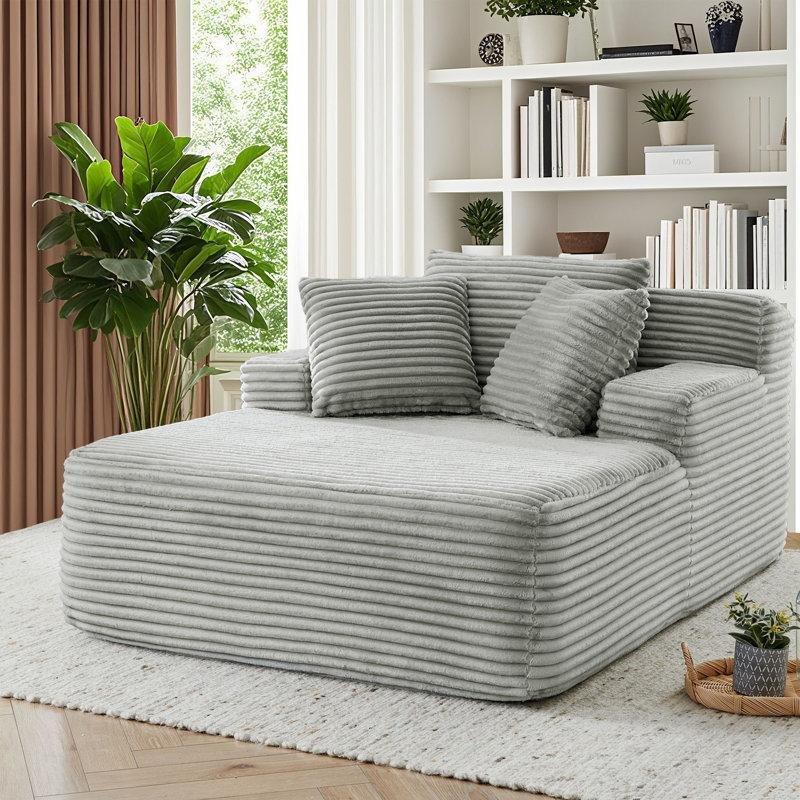 Kordonlu Kumaş Kaplamalı Bulut Form Puf Dinlenme Koltuğu, 3 Yastıklı-70 x 127 x 166 cm - 109454
