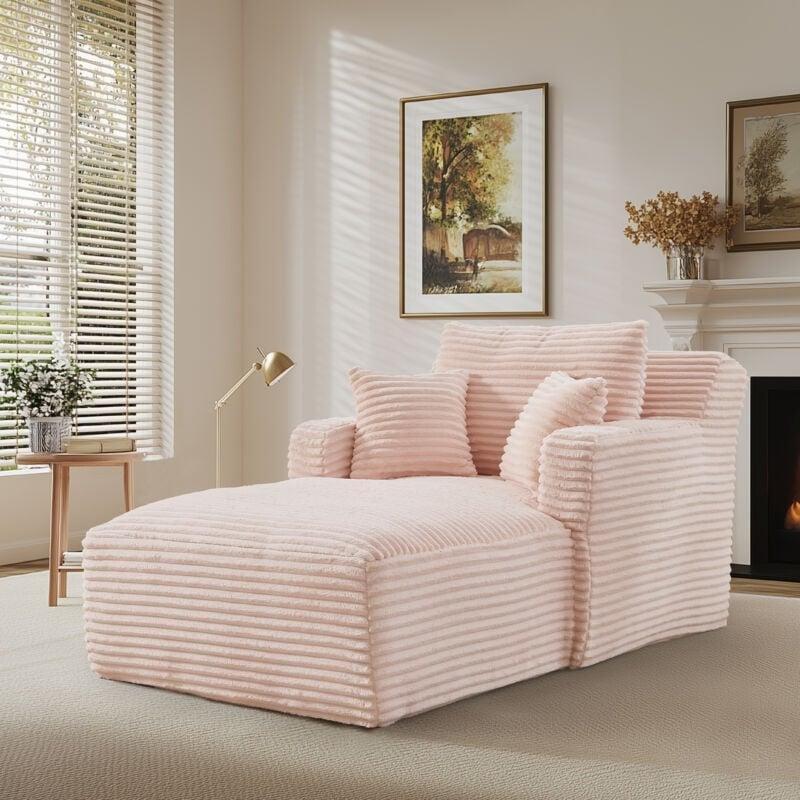 Korduroy Kumaşlı Modern Dinlenme Koltuğu Rose 36x36x120 cm - 109192