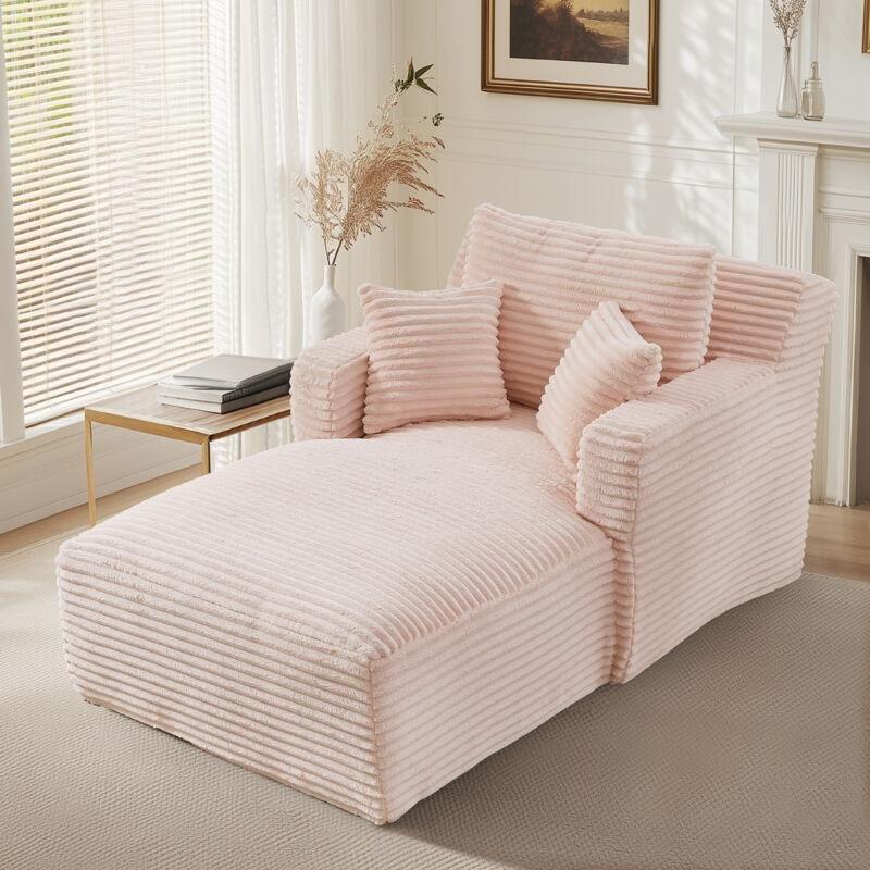 Korduroy Kumaşlı Modern Dinlenme Koltuğu Rose 36x36x120 cm - 109192