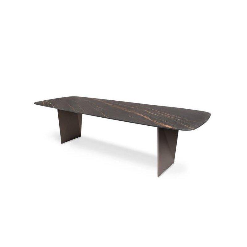 Koyu Bronz Seramik Masa 260x95 cm Tekne Şekilli Tasarım - 88984