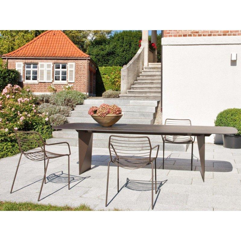 Koyu Bronz Seramik Masa 260x95 cm Tekne Şekilli Tasarım - 88984