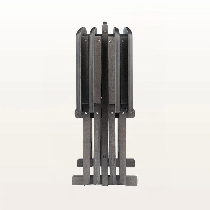 Koyu Gri Katlanır Zigon Sehpa 60x60 cm Masif Ahşap 5 Parça - 108250
