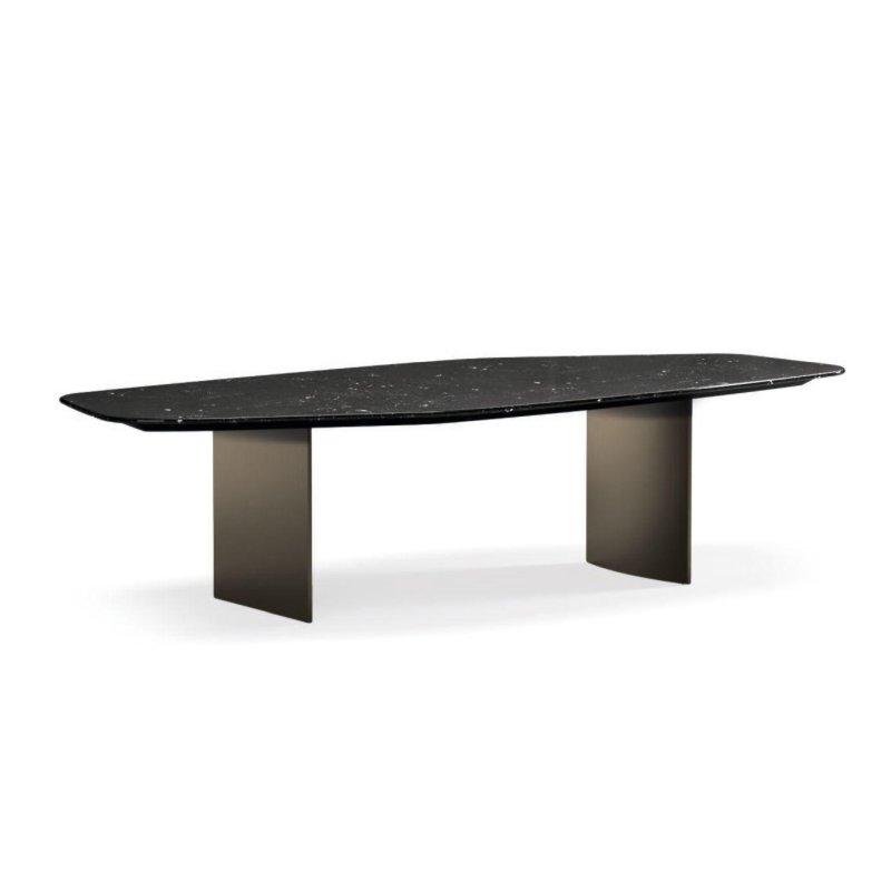 Koyu Gri Mermer Masa 400 cm Bronz Ahşap Ayaklı - 92125