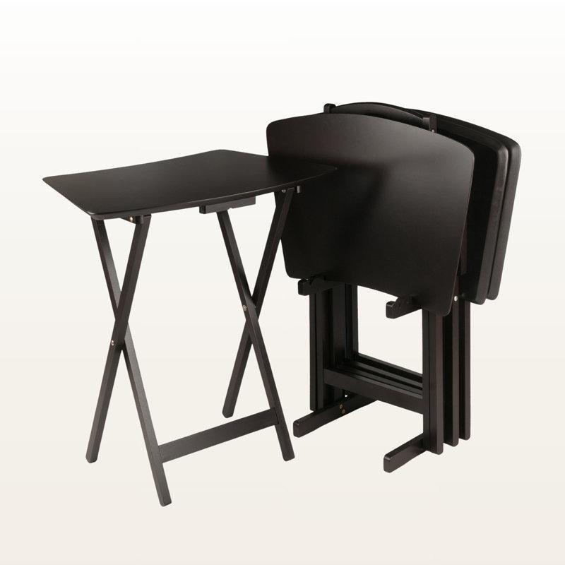 Koyu Kahve Masif Ahşap Katlanır Zigon Sehpa 60x42 cm 5'li - 108271